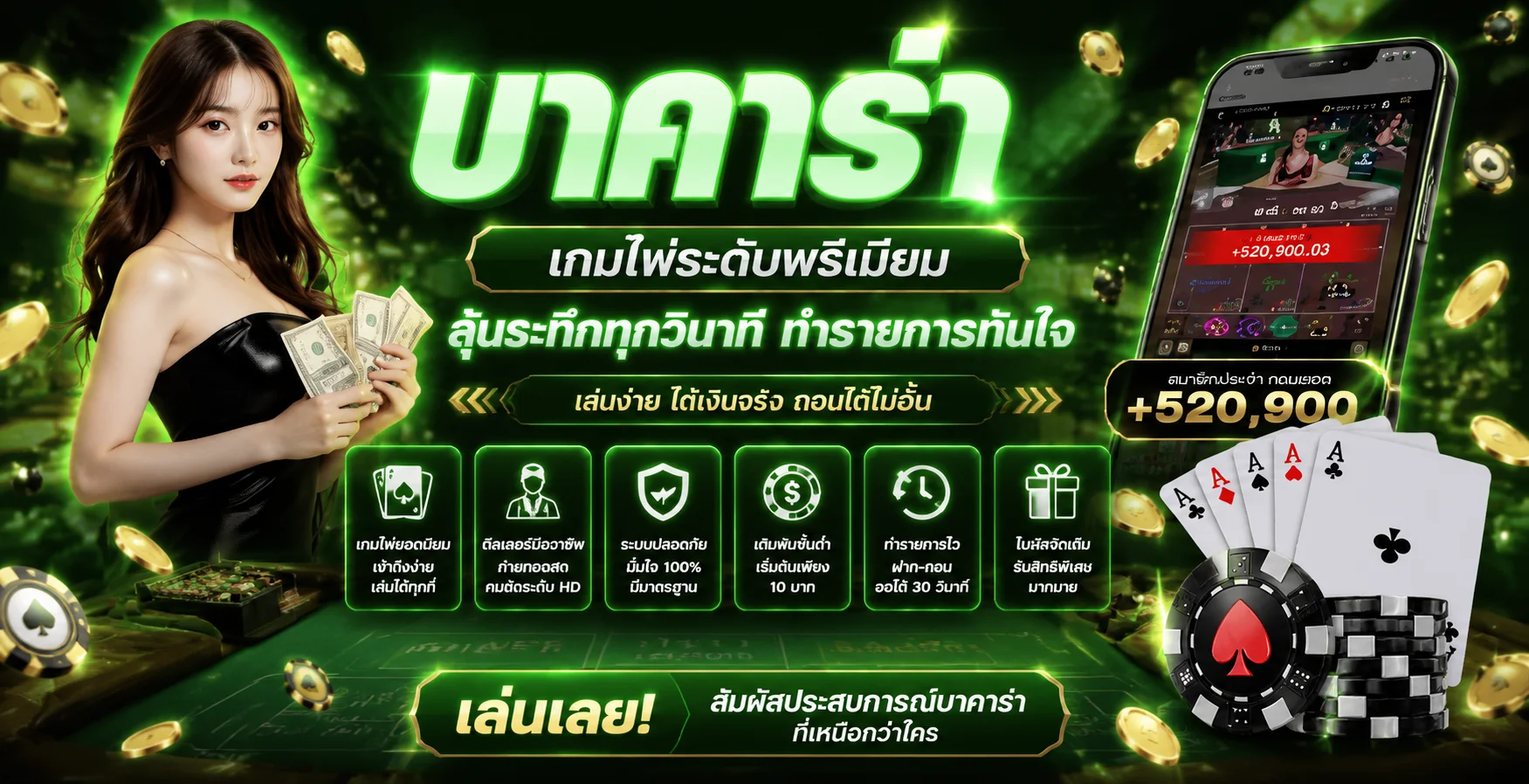 คาสิโนออนไลน์ HENG36D บาคาร่าถ่ายทอดสดจากค่ายดัง